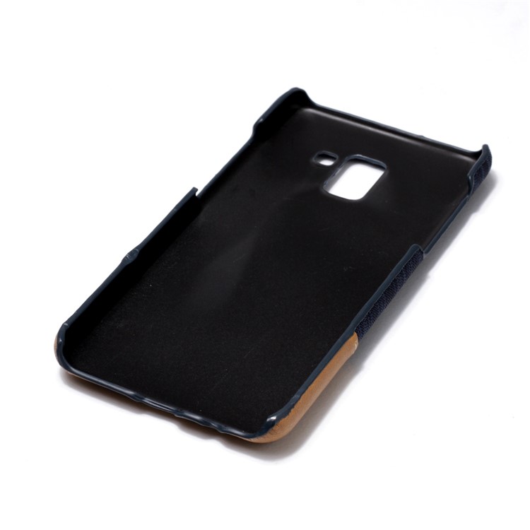 Canvas Leather Coated PC Phone Shell for Samsung Galaxy A8+ (2018) - Dark Blue-6