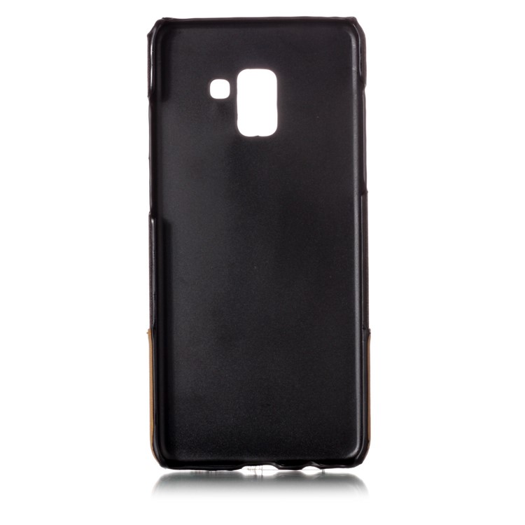 Canvas Leather Coated PC Mobile Phone Case Accessory for Samsung Galaxy A8+ (2018) - Coffee-3