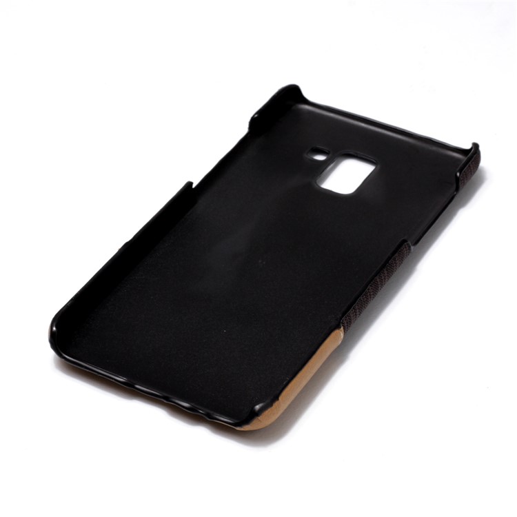 Canvas Leather Coated PC Mobile Phone Case Accessory for Samsung Galaxy A8+ (2018) - Coffee-6