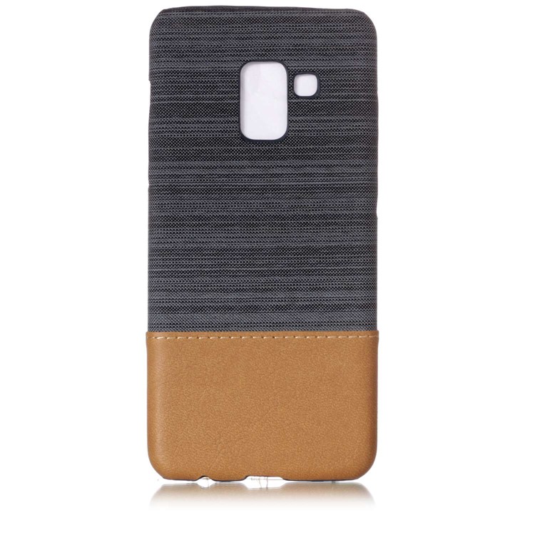 Canvas Leather Coated PC Phone Case for Samsung Galaxy A8 (2018) - Dark Grey-2