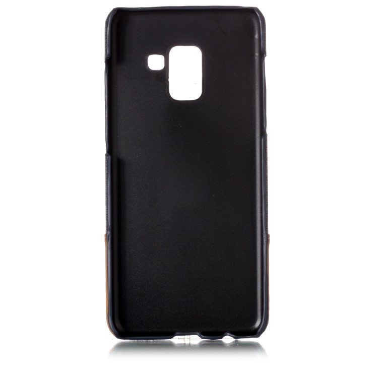 Canvas Leather Coated PC Phone Case for Samsung Galaxy A8 (2018) - Dark Grey-3