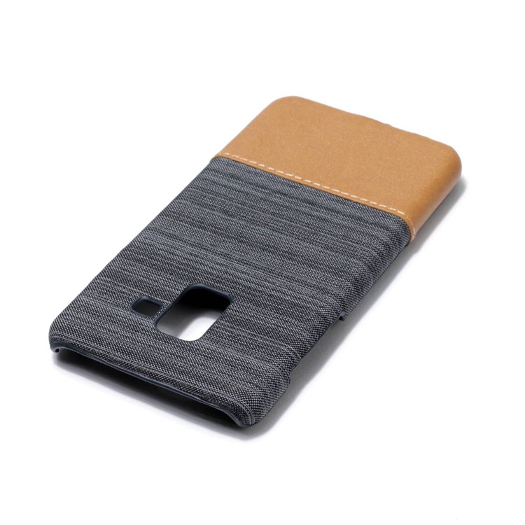 Canvas Leather Coated PC Phone Case for Samsung Galaxy A8 (2018) - Dark Grey-5