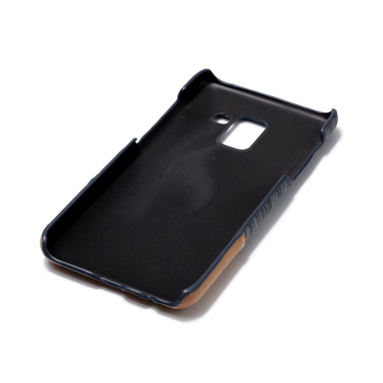 Canvas Leather Coated PC Phone Case for Samsung Galaxy A8 (2018) - Dark Grey-6
