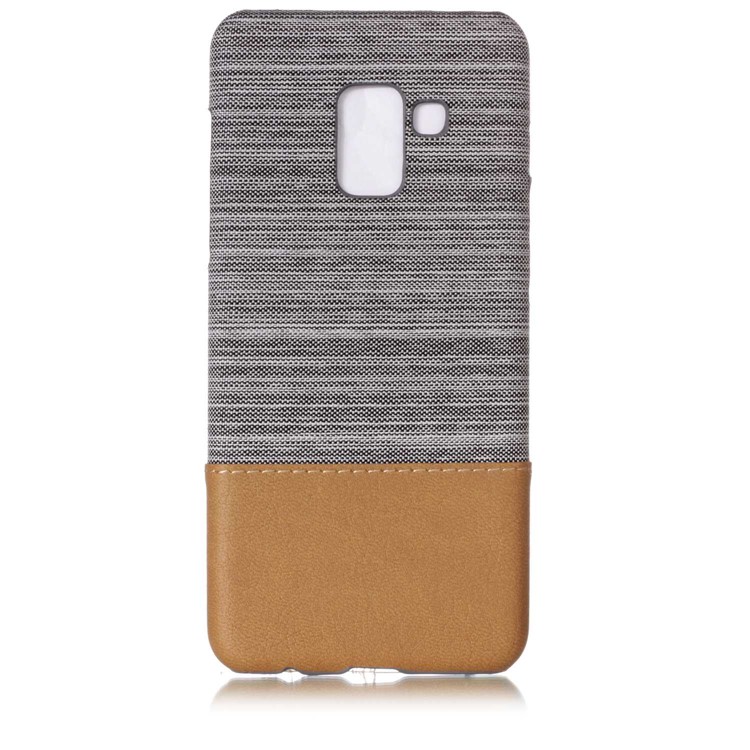 Canvas Leather Coated PC Back Phone Cover for Samsung Galaxy A8 (2018) - Light Grey-2