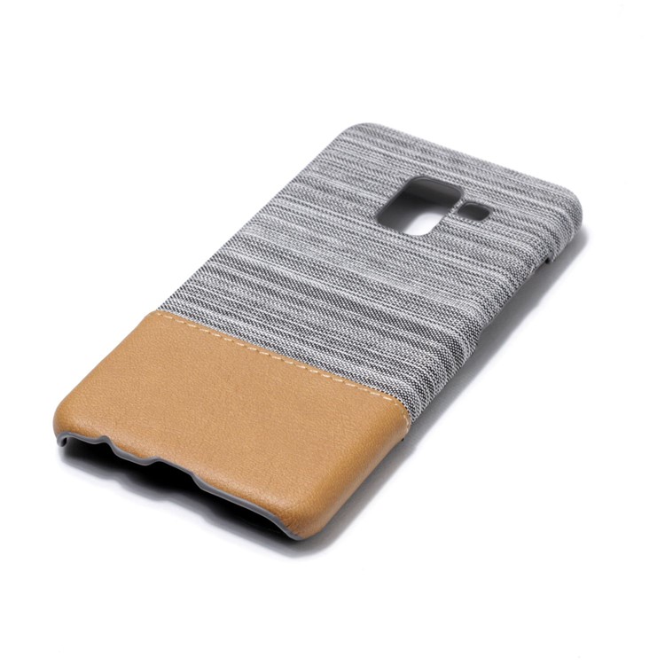 Canvas Leather Coated PC Back Phone Cover for Samsung Galaxy A8 (2018) - Light Grey-4