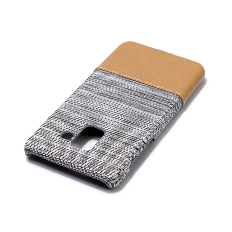 Canvas Leather Coated PC Back Phone Cover for Samsung Galaxy A8 (2018) - Light Grey-5