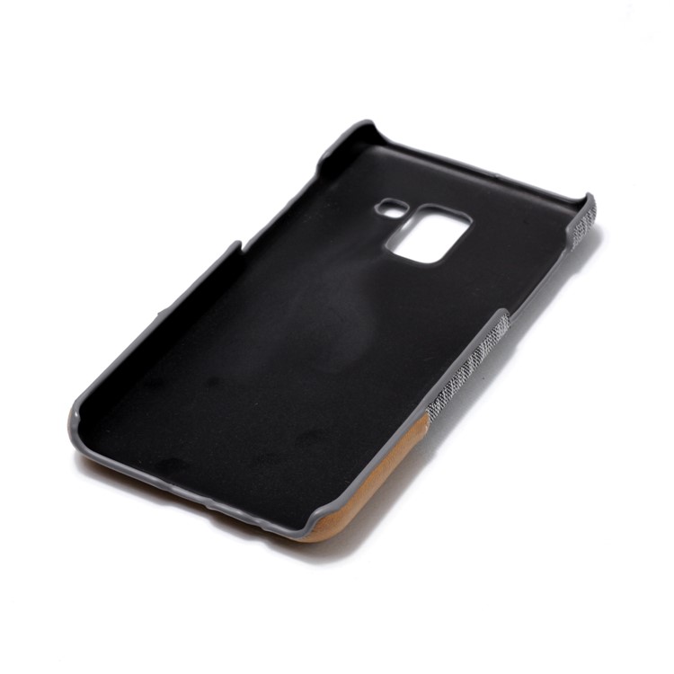 Canvas Leather Coated PC Back Phone Cover for Samsung Galaxy A8 (2018) - Light Grey-6