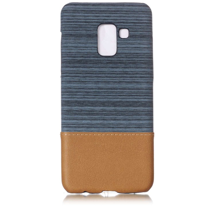 Canvas Leather Coated PC Protection Phone Shell for Samsung Galaxy A8 (2018) - Baby Blue-2