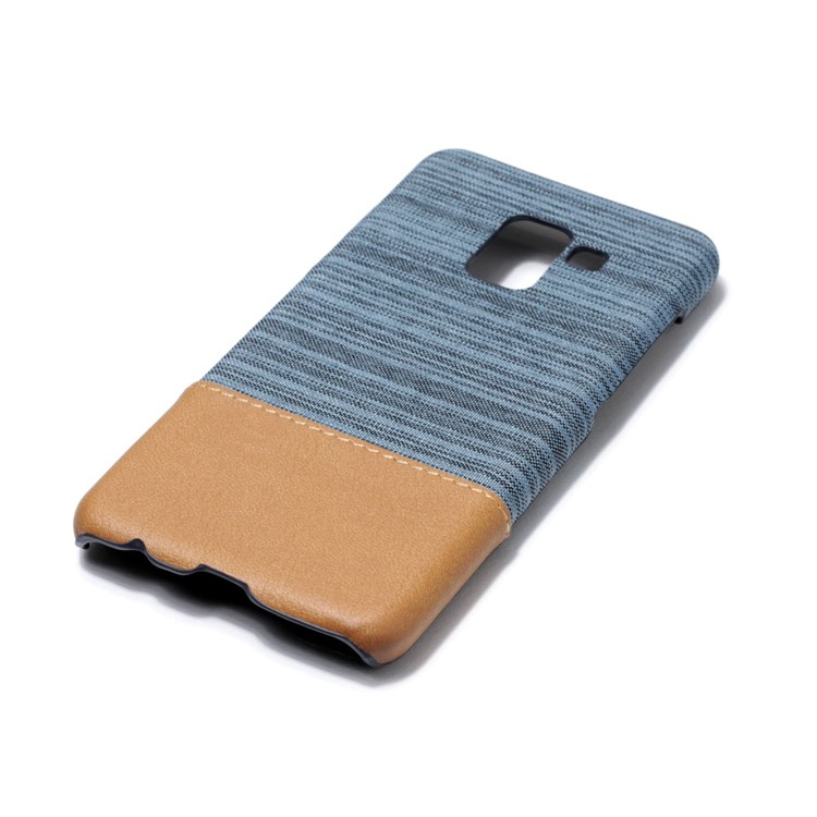 Canvas Leather Coated PC Protection Phone Shell for Samsung Galaxy A8 (2018) - Baby Blue-4