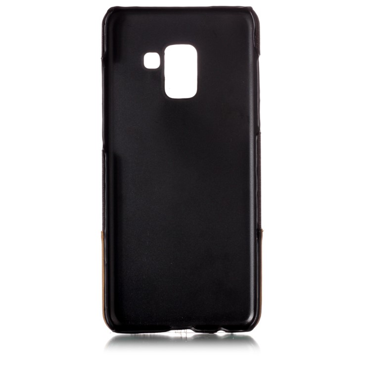 Canvas Leather Coated Plastic Cover Shell for Samsung Galaxy A8 (2018) - Coffee-3