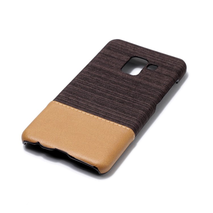 Canvas Leather Coated Plastic Cover Shell for Samsung Galaxy A8 (2018) - Coffee-4