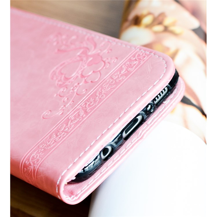For Samsung Galaxy S8 G950 Imprint Heart Auto-absorbed PU Leather Cover Case - Pink-3