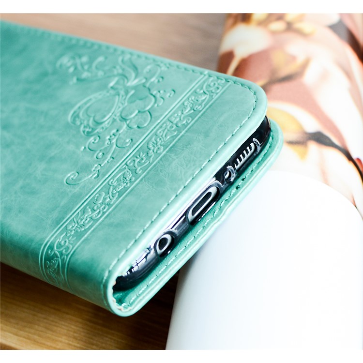 For Samsung Galaxy S8 G950 Imprint Heart Auto-absorbed Leather Flip Cover - Cyan-3