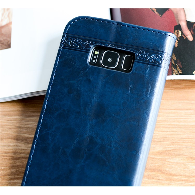 For Samsung Galaxy S8 G950 Imprint Heart Auto-absorbed Leather Phone Case with Card Slots - Blue-3