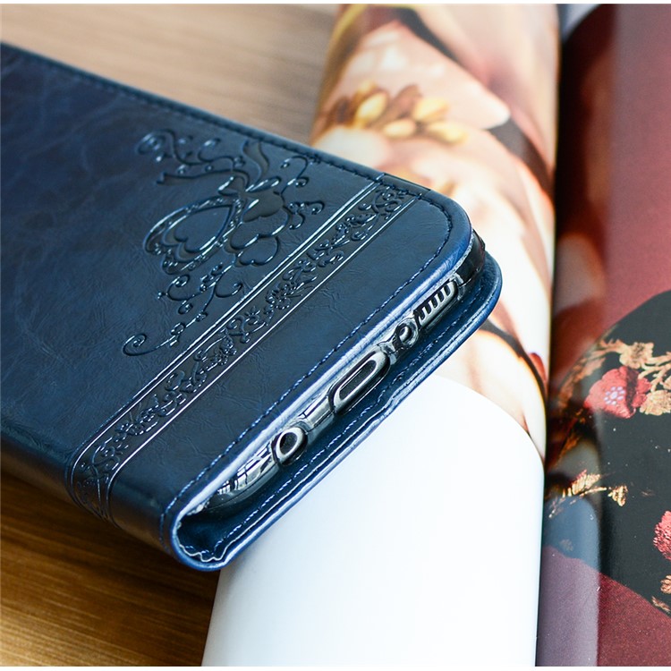 For Samsung Galaxy S8 G950 Imprint Heart Auto-absorbed Leather Phone Case with Card Slots - Blue-5