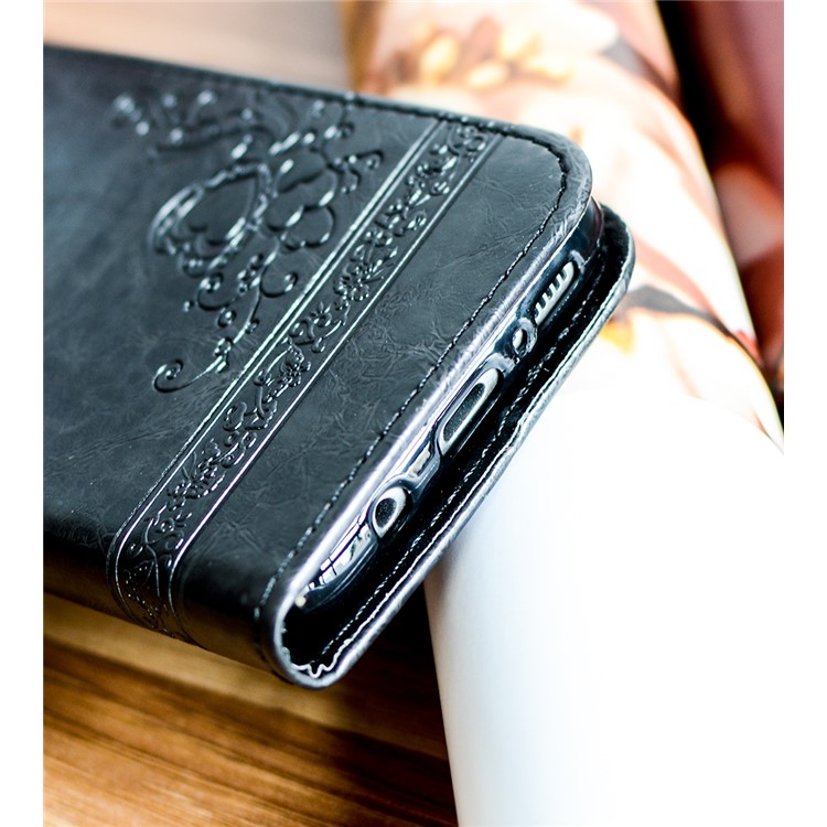 For Samsung Galaxy S8 G950 Imprint Heart Auto-absorbed PU Leather Phone Cover - Dark Grey-5