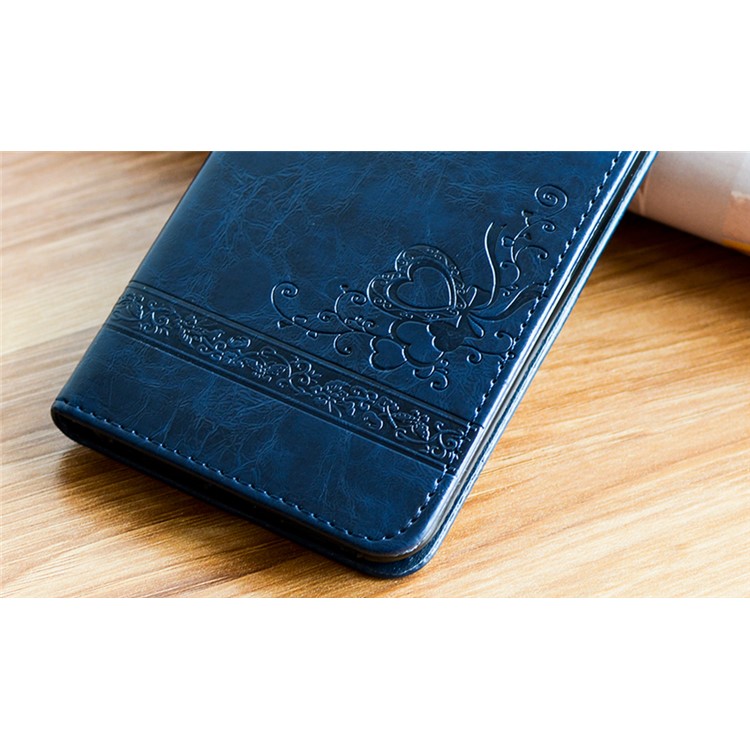 For Samsung Galaxy S8 G950 Imprint Heart Auto-absorbed PU Leather Phone Cover - Dark Grey-6