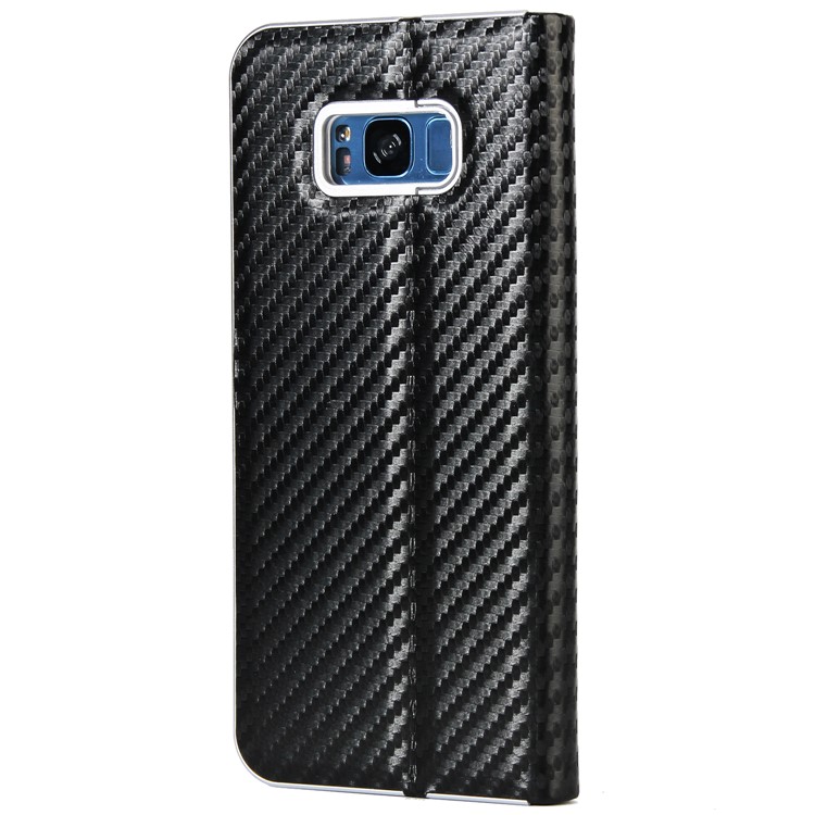 Carbon Fiber Texture Auto-absorbed Leather Case with Card Holder for Samsung Galaxy S8 SM-G950 - Black-3