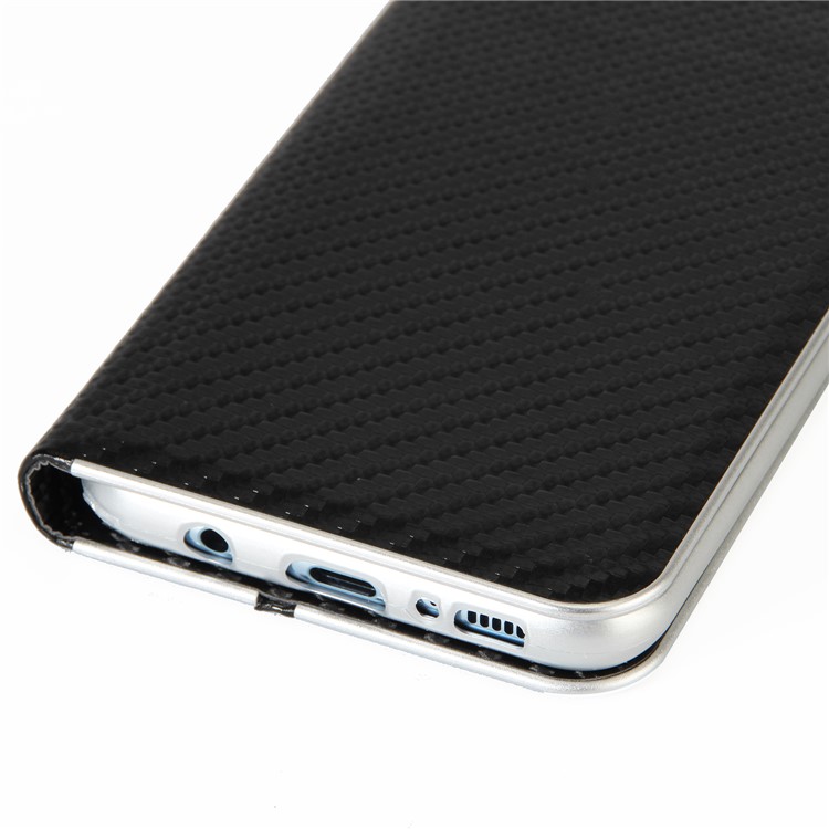 Carbon Fiber Texture Auto-absorbed Leather Case with Card Holder for Samsung Galaxy S8 SM-G950 - Black-7