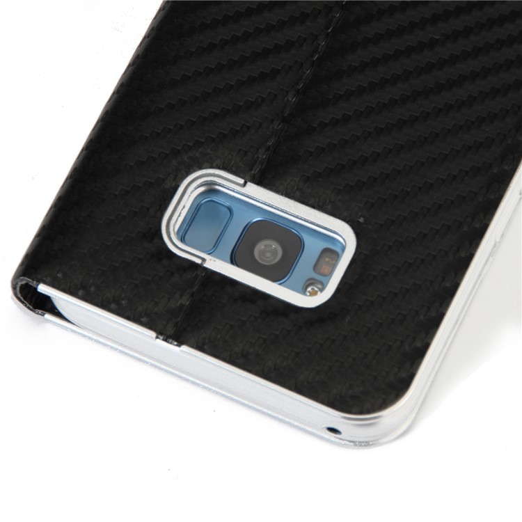 Carbon Fiber Texture Auto-absorbed Leather Case with Card Holder for Samsung Galaxy S8 SM-G950 - Black-9