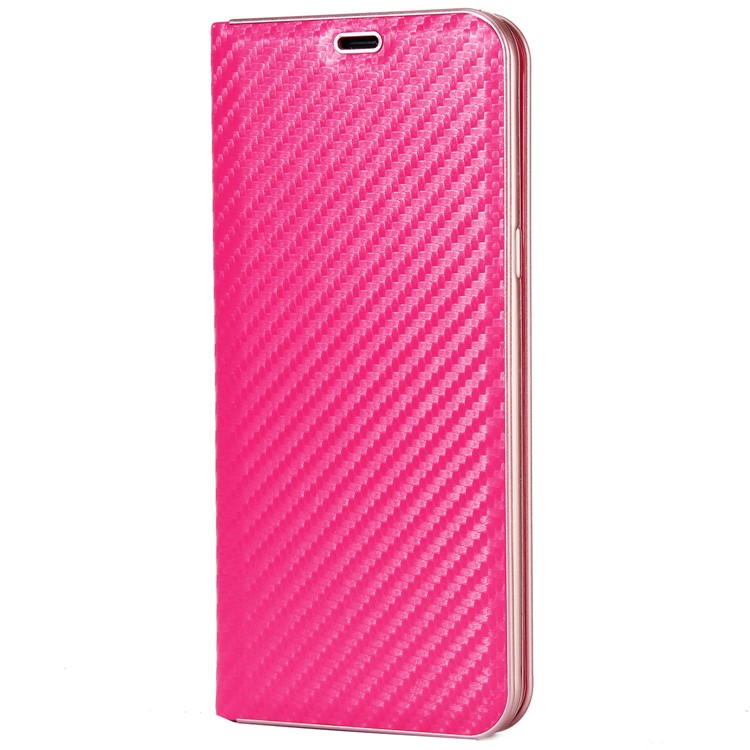 Carbon Fiber Texture Auto-absorbed Leather Stand Shell for Samsung Galaxy S8 SM-G950 - Rose-2