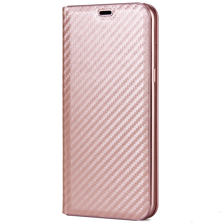 Carbon Fiber Texture Auto-absorbed Leather Protective Cover Shell for Samsung Galaxy S8 SM-G950 - Rose Gold-2