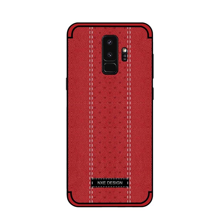 NXE Stitching PU Leather Coated TPU Cell Phone Case for Samsung Galaxy S9+ G965 - Red-2