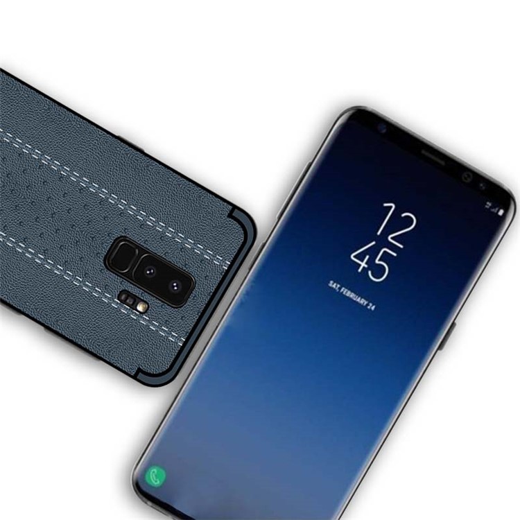 NXE Stitching PU Leather Coated TPU Case for Samsung Galaxy S9+ G965 - Dark Blue-4
