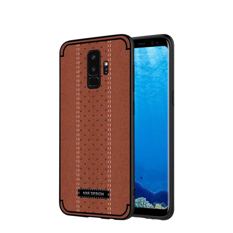 NXE Stitching PU Leather Coated TPU Protection Case for Samsung Galaxy S9+ G965 - Brown-1