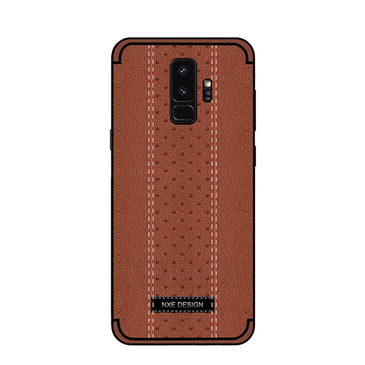 NXE Stitching PU Leather Coated TPU Protection Case for Samsung Galaxy S9+ G965 - Brown-2