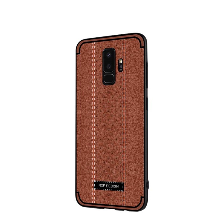 NXE Stitching PU Leather Coated TPU Protection Case for Samsung Galaxy S9+ G965 - Brown-3