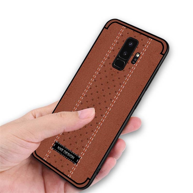 NXE Stitching PU Leather Coated TPU Protection Case for Samsung Galaxy S9+ G965 - Brown-5