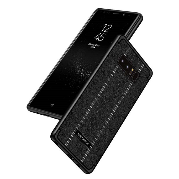 NXE Stitching PU Leather Coated TPU Phone Cover for Samsung Galaxy Note 8 N950 - Black-4