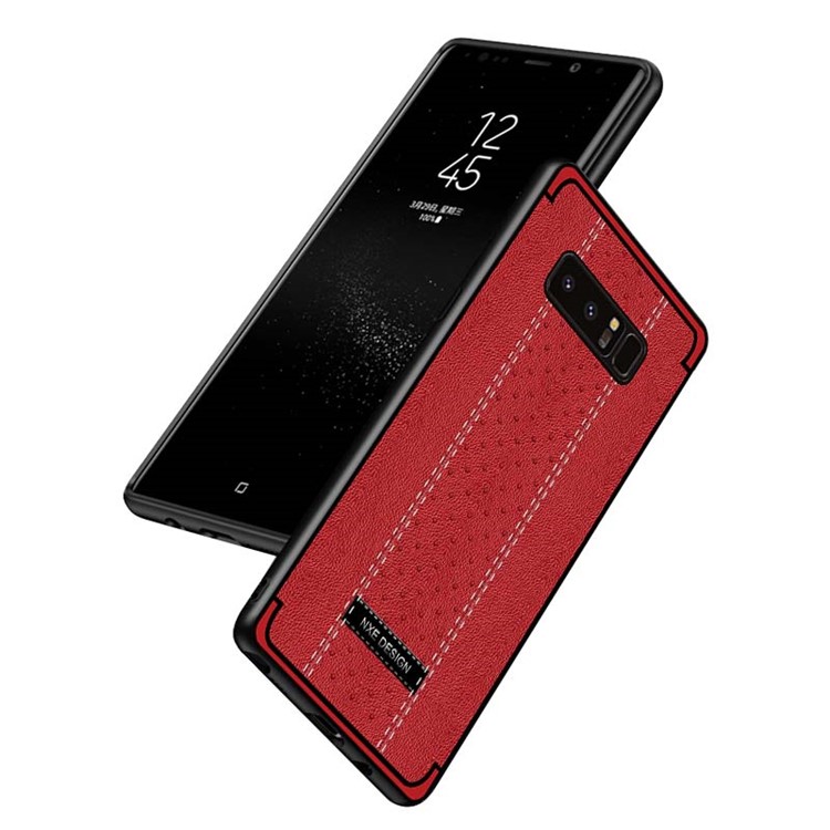 NXE Stitching PU Leather Coated TPU Protective Case for Samsung Galaxy Note 8 N950 - Red-4