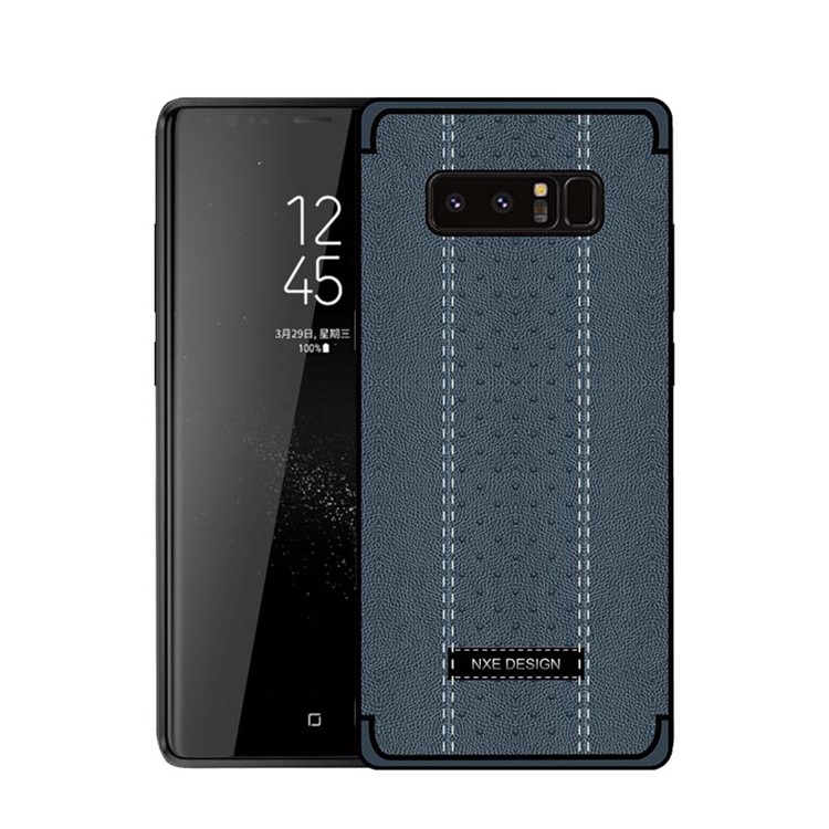 NXE Stitching PU Leather Coated TPU Mobile Phone Case for Samsung Galaxy Note 8 N950 - Dark Blue-1