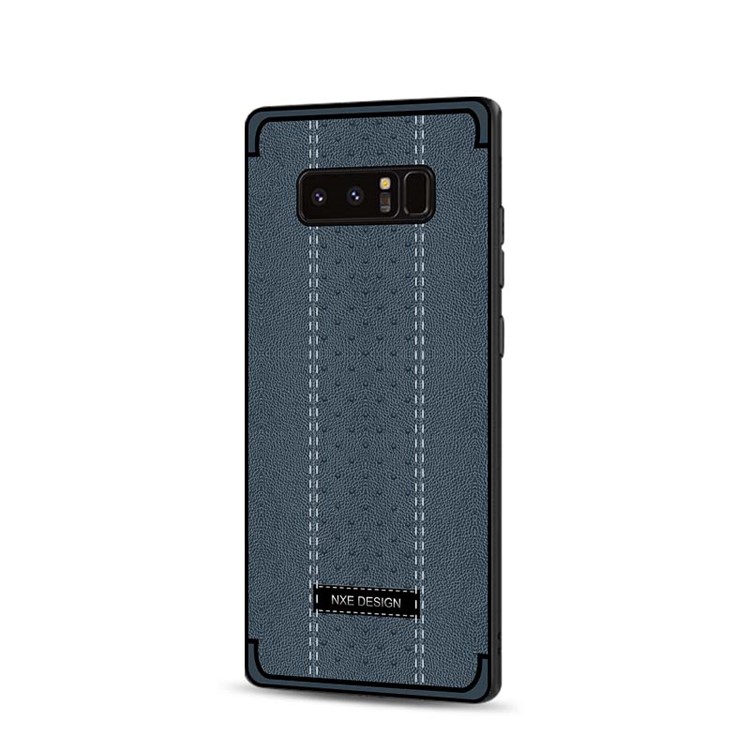 NXE Stitching PU Leather Coated TPU Mobile Phone Case for Samsung Galaxy Note 8 N950 - Dark Blue-3