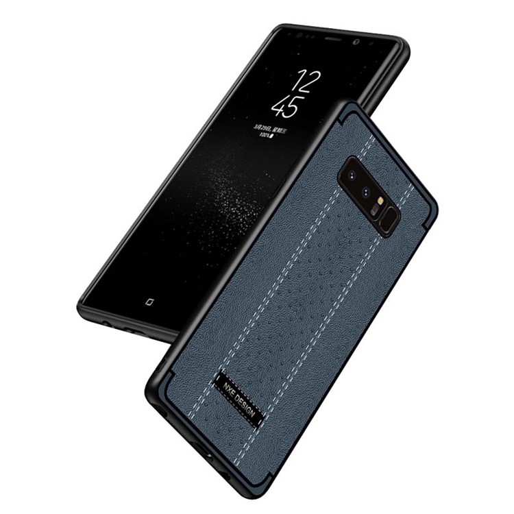 NXE Stitching PU Leather Coated TPU Mobile Phone Case for Samsung Galaxy Note 8 N950 - Dark Blue-4