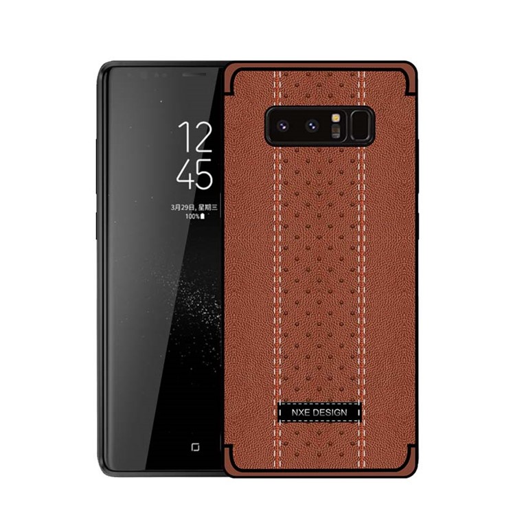 NXE Stitching PU Leather Coated TPU Phone Accessory Case for Samsung Galaxy Note 8 N950 - Brown-1