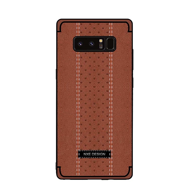 NXE Stitching PU Leather Coated TPU Phone Accessory Case for Samsung Galaxy Note 8 N950 - Brown-2