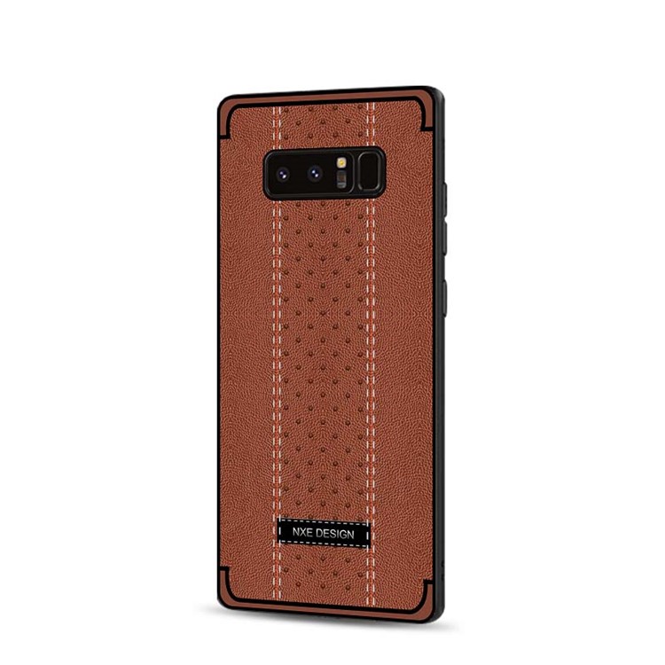 NXE Stitching PU Leather Coated TPU Phone Accessory Case for Samsung Galaxy Note 8 N950 - Brown-3