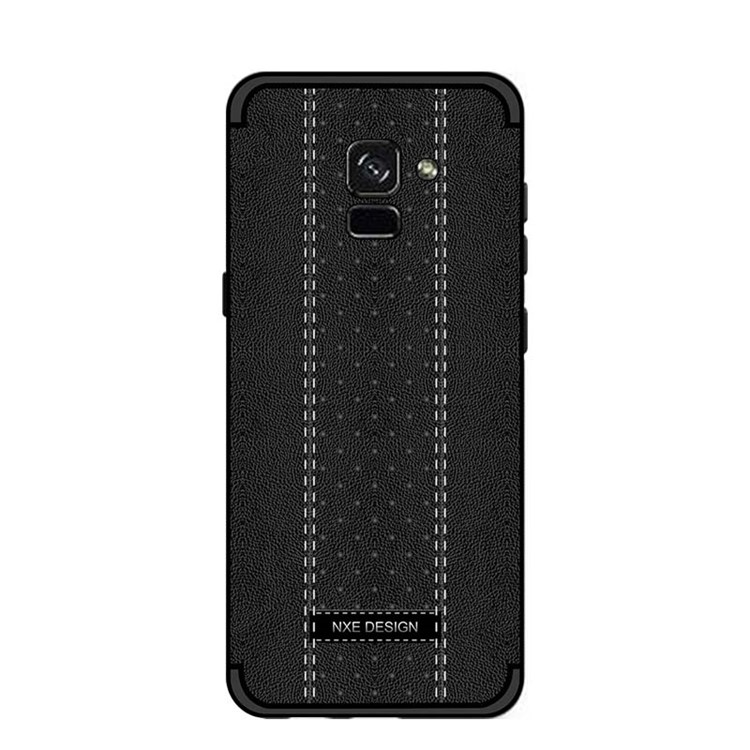 NXE Stitching PU Leather Coated TPU Back Case for Samsung Galaxy A8 (2018) - Black-2