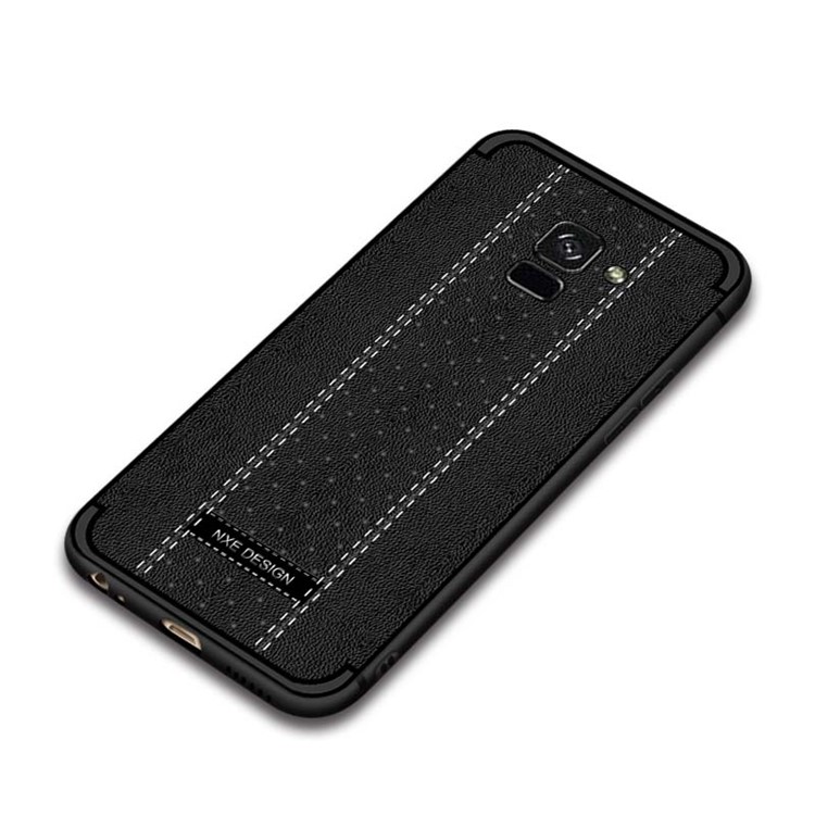 NXE Stitching PU Leather Coated TPU Back Case for Samsung Galaxy A8 (2018) - Black-5
