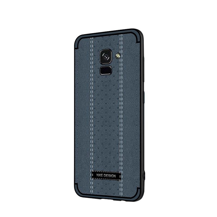 NXE Stitching PU Leather Coated TPU Back Shell for Samsung Galaxy A8 (2018) - Blue-4