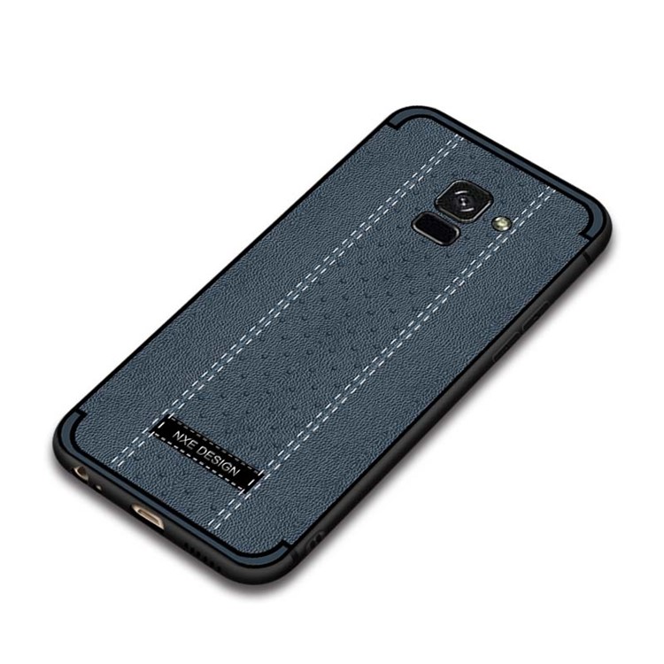 NXE Stitching PU Leather Coated TPU Back Shell for Samsung Galaxy A8 (2018) - Blue-5