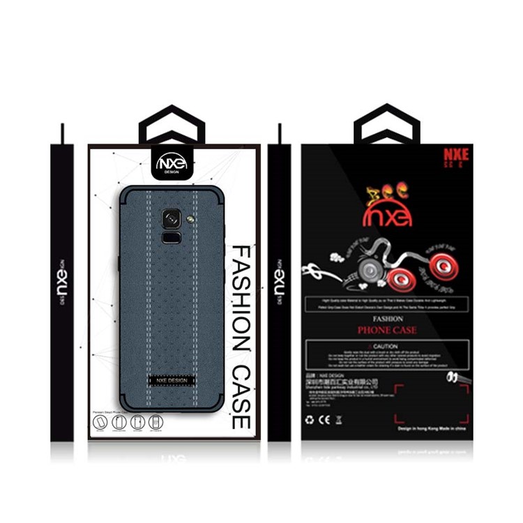 NXE Stitching PU Leather Coated TPU Back Shell for Samsung Galaxy A8 (2018) - Blue-6