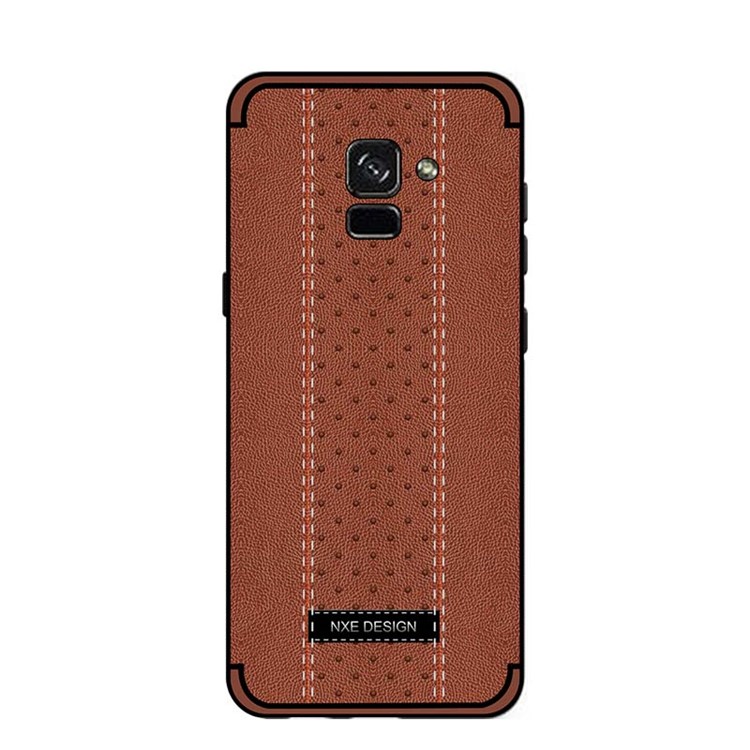 NXE Stitching PU Leather Coated TPU Back Casing for Samsung Galaxy A8 (2018) - Brown-2