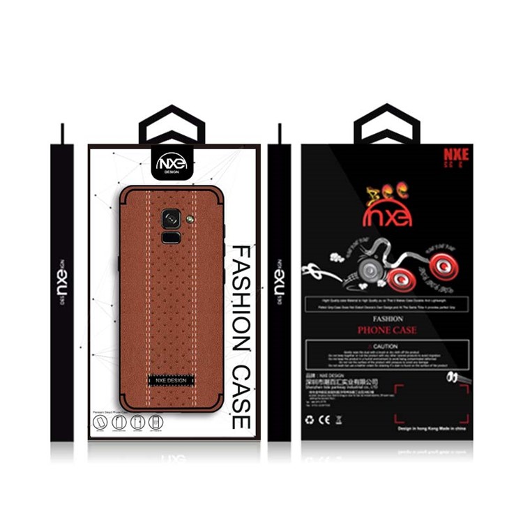NXE Stitching PU Leather Coated TPU Back Casing for Samsung Galaxy A8 (2018) - Brown-6