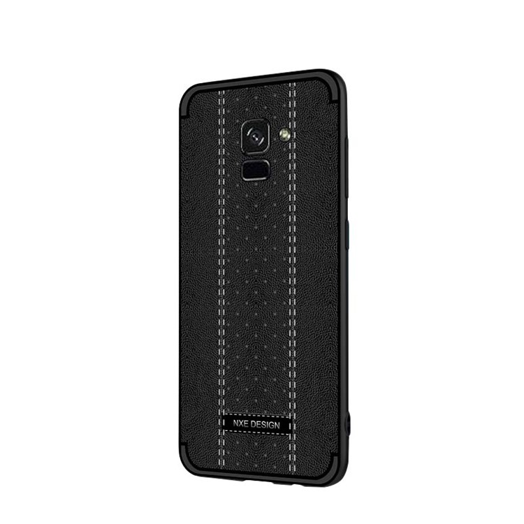 NXE Stitching PU Leather Coated TPU Back Case for Samsung Galaxy A8+ (2018) - Black-4