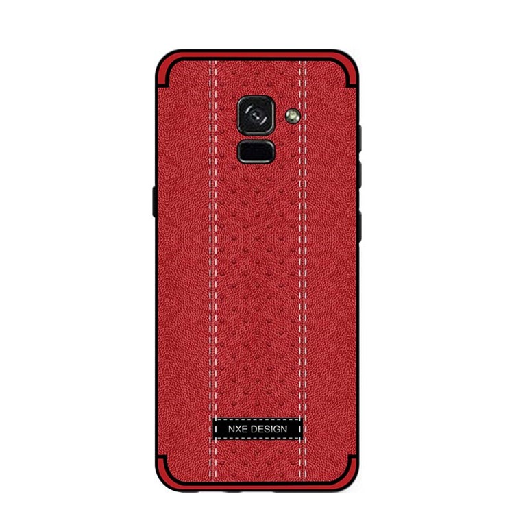 NXE Stitching PU Leather Coated TPU Back Cover for Samsung Galaxy A8+ (2018) - Red-2