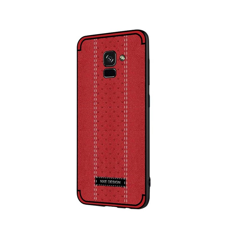 NXE Stitching PU Leather Coated TPU Back Cover for Samsung Galaxy A8+ (2018) - Red-4